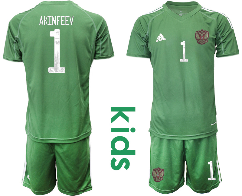 Cheap 2021 European Cup Russia army green Youth goalkeeper 1 style 2 soccer jerseys